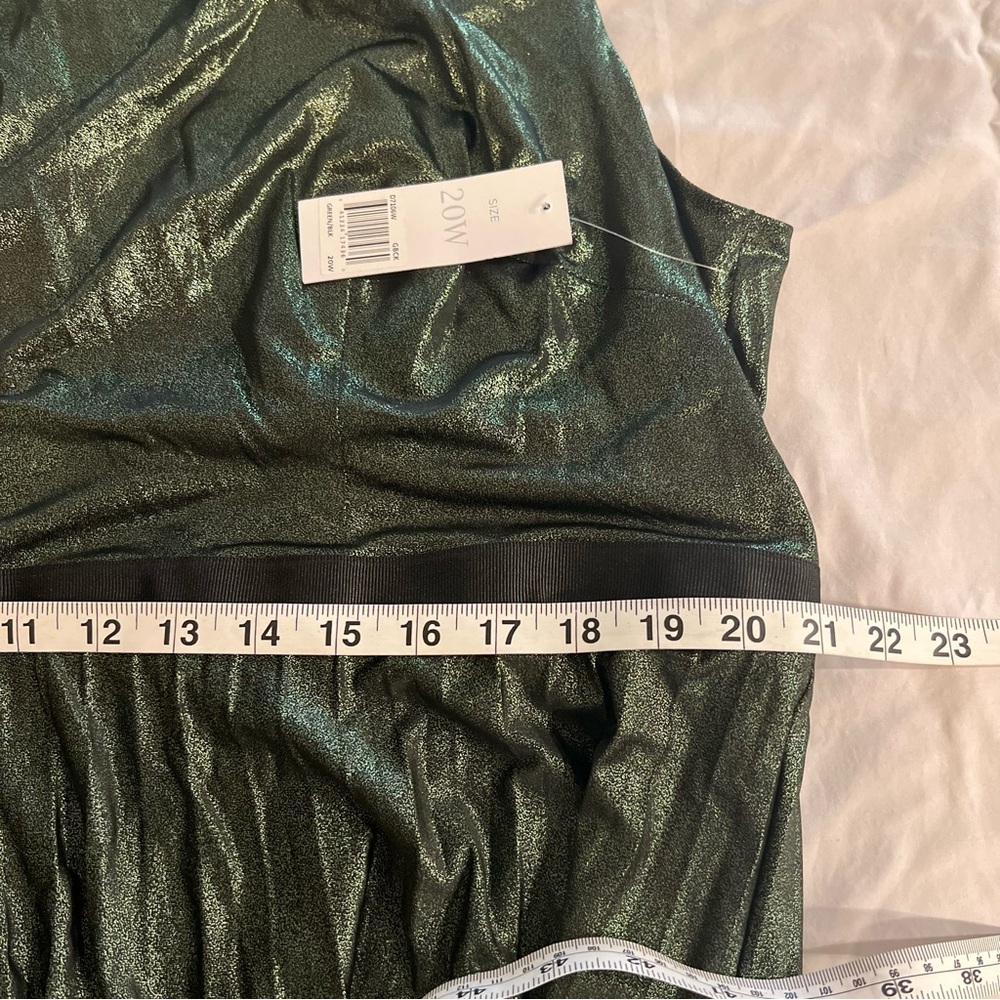 Donna Morgan Metallic Pleated Midi Dress - Green/Black (Size 20W) - Picture 10 of 11